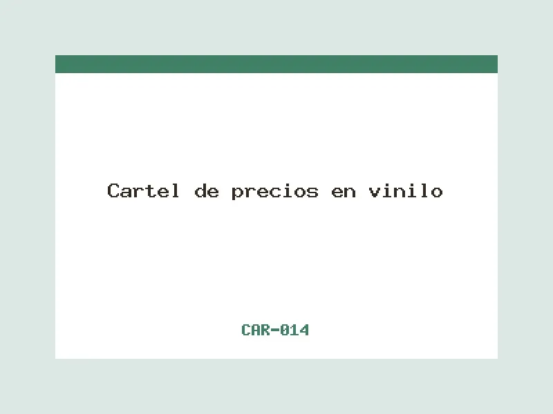 Cartel de precios en vinilo